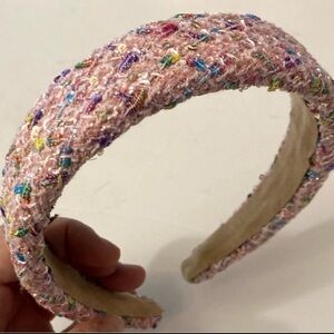 Colorful Tweed Headband NEW pink yarn sequins Valentine’s Day